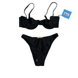Verge girl retro underwire black balconette bikini